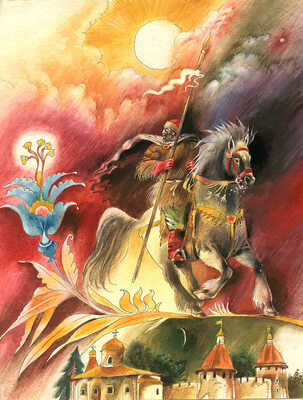 Борисов Анатолий Александрович (?). Лот из пяти иллюстраций "Русские богатыри"